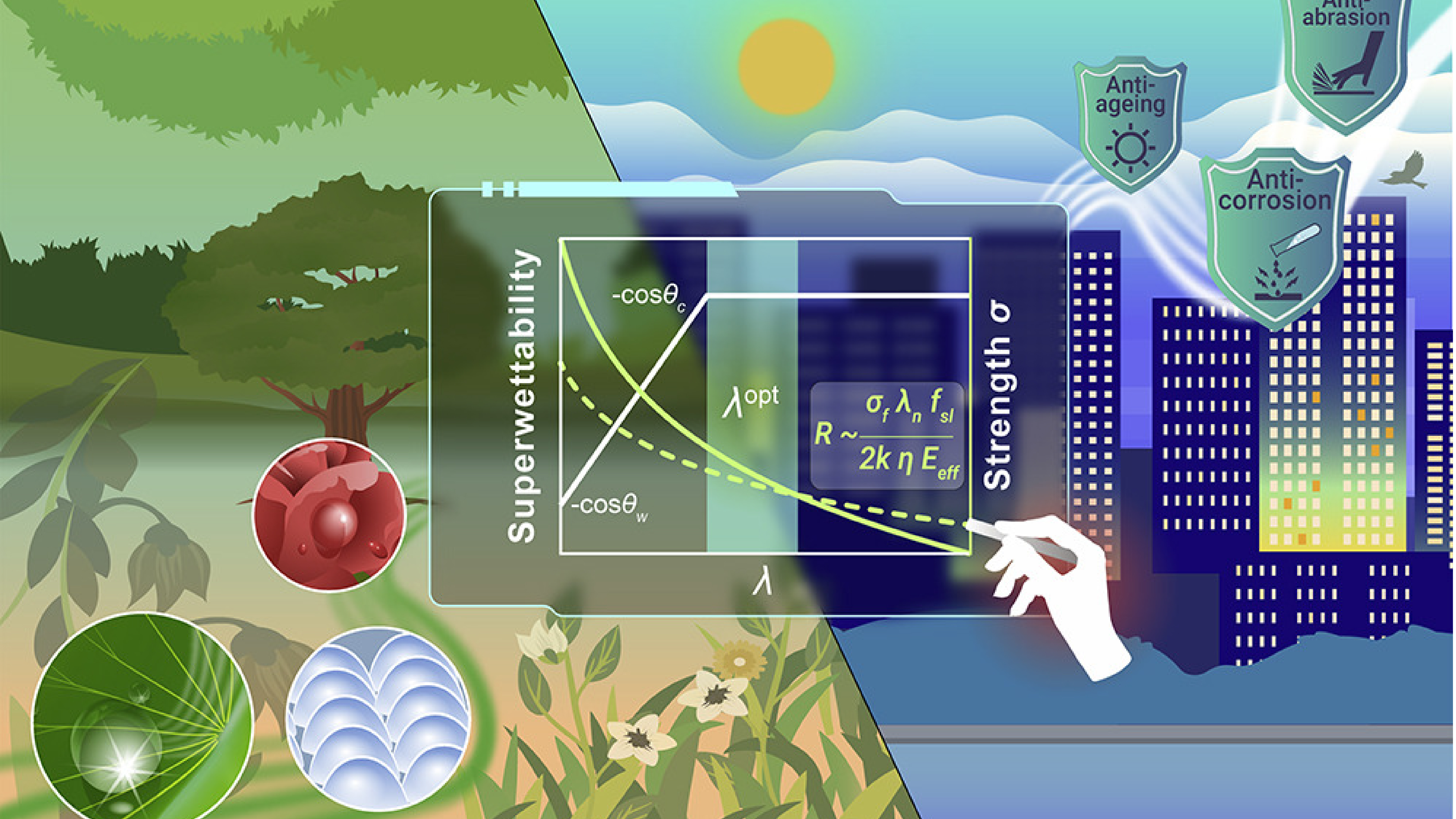 All-perfluoropolymer, nonlinear stability-assisted monolithic surface combines topology-specific superwettability with ultradurability